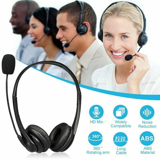 USB Headset Microphone Adjustable Noise Canceling Earphone for PC Laptop 